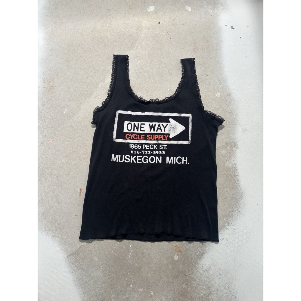vintage 90s women's harley davidson 3D emblem black lace top large - Picture 5 of 7